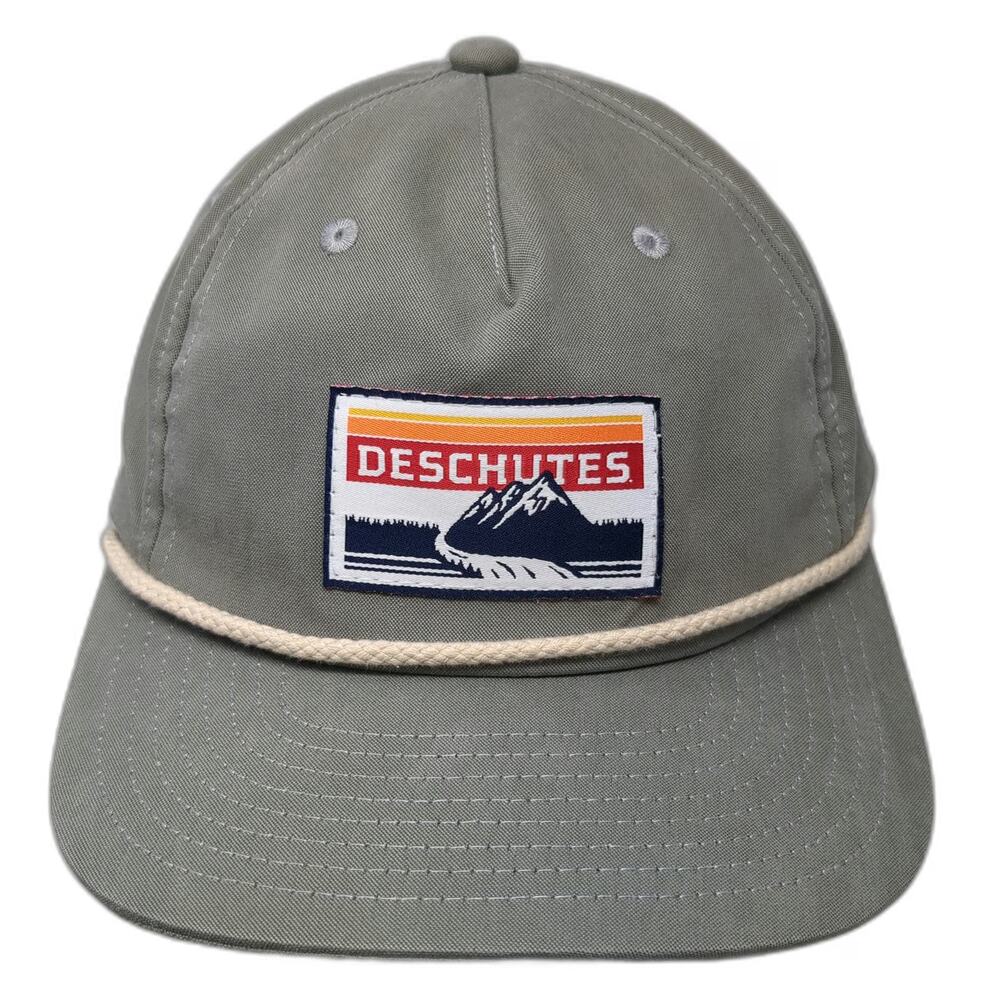 Emblem 5 Panel Gray One Size Rope Deschutes Mountain Patch Snapback Cotton Hat